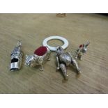 Solid Silver Baby Rattle Whistle and Two Pin Cushions
