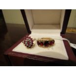 Two 9 CT Gold Ruby Rings with One Marquise and Diamond Example