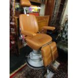 Vintage Barbers Chair with Chromium and Leather Upholstery