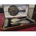 Edwardian Leather Cased Solid Silver Dressing Set Complete