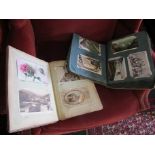 Two Antique Postcard Albums with Another of Newspaper Clippings etc Not Photographed