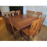 Set of Six Designer Hardwood Dining Chairs Shaped Back Rails above Tapered Supports Buyer 1st Set