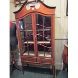 Antique Mahogany Display Cabinet With Glazed Doors Shaped Upper Decoration