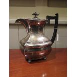 Antique Solid Silver Walker and Hall Coffee Pot with Ebony Handle above Bun Supports 11 Inches