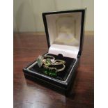 Three 9Ct Gold Rings Both Emerald and Peridot Examples