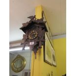 Antique Black Forest Cuckoo Clock with Carved Avian Motifs