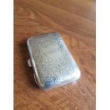 Antique Solid Silver Cigarette Case with Machined Foliate Detailed Decoration