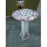 Marble Specimen Circular Table on Stepped Plinth Support 24 Inches Diameter Approximately