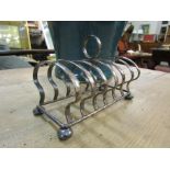 Antique Silver Plated Toast Rack of Shaped Form on Bun Supports