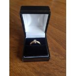 Ladies 9 Ct Gold and Diamond Solitaire Ring