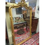 Victorian Gilded Mirror with Cartouche Upper Decoration 5ft 4 Inches High Approximately