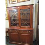 Antique Mahogany Astral Glazed Bookcase with Gadrooned Surround 51 Inches Wide x 76 Inches High