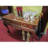 Antique Mahogany Side Table with Drawers Apron and Carved Frieze on Claw and Ball Supports 48 Inches