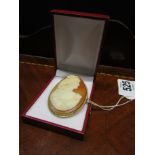 Antique 9CT Gold Mounted Cameo with Classical Motif