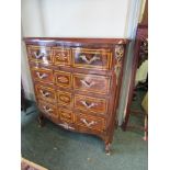 Marquetry Decorated Chest of Drawers on Cabriole Supports Approximately 34 Inches Wide x 33 Inches