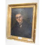 Victorian School Portrait of Gentleman Oil on Board Signed and Titled Indistinctly 18 Inches High