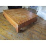 Hardwood Coffee Table on Shaped Supports and Shaped Apron 4ft 6 Inches Square Approximately