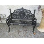 Pair of Classical Motif Cast Iron Garden Benches Each 50 Inches Wide x 36 Inches High One