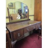 Pre War Figured Walnut Dressing Chest 40 Inches Wide Approximately with Adjustable Back Mirror