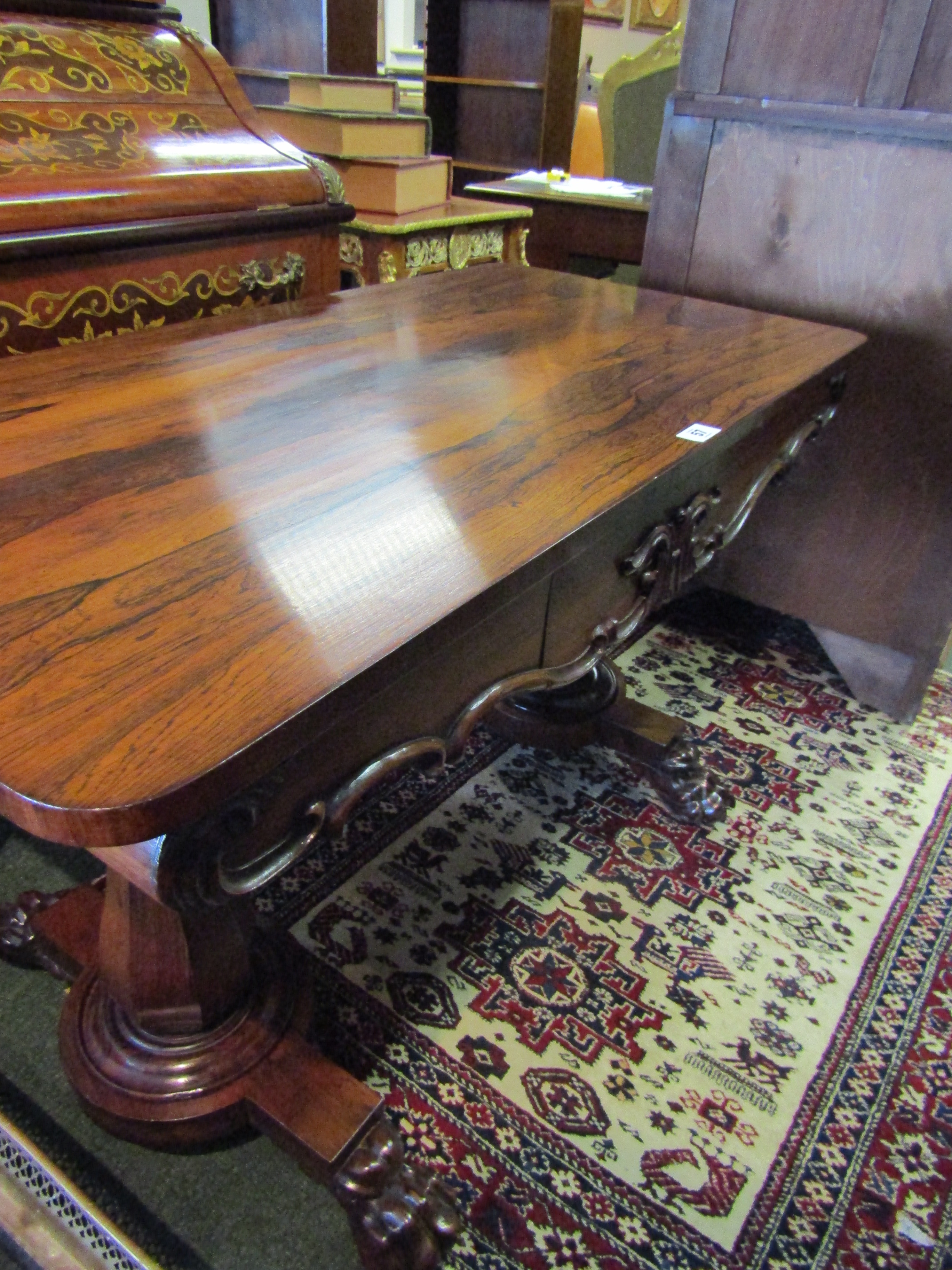 William IV Rosewood Library Table on Carved Claw Supports 48 Inches Wide x 28 Inches High