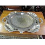 Two Antique Silver Plated Trays of Good Weight and Size Largest 26 Inches Wide Approximately