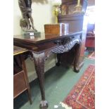Fine Mahogany Side Table with Carved Shell Motif Apron above Further Carved Claw and Ball Supports
