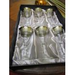 Set of Six Cased Crystal Rockingham Glasses