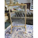 Antique Gilded Fire Screen with Gilded Surrounds Ribbon Motif Decoration 23 Inches Wide x 40