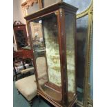 Antique French Single Glazed Door Display Cabinet with Three Shelves and Lined Interior 6ft High