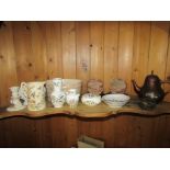 Two Shelves of Various Porcelain etc As Contained in Pine Corner Cabinet As Photographed