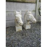 Pair of Cast Iron Equine Motif Pier Heads Each 24 Inches High
