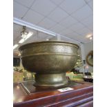 Early Bronze Circular Chased Bowl of Large Undulating Form Approximately 12 Inches Diameter x 9