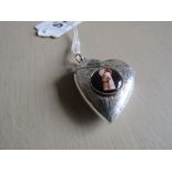 Solid Silver Heart Shaped Enamel Decorated Vesta or Locket Case