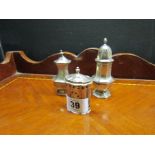 Three Antique Solid Silver Pepperettes
