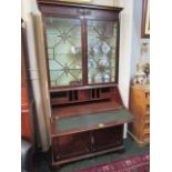 George III Two Door Astral Glazed Inlaid Bureau Display Cabinet 44 Inches Wide x 93 Inches High