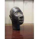 African Bronze Head of Woman 6 Inches Tall