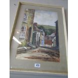 Clare Cryan Street Scene Watercolour Signed 30 Inches High x 20 Inches Wide