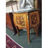 Marble Top Kingwood Side Chest with Marquetry Decoration 25 Inches Wide x 28 Inches High