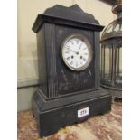 Antique Slate Mantle Clock with Brass Insert Roman Numeral Dial 18 Inches High
