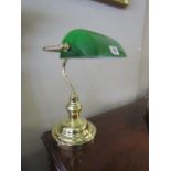 Brass Bankers Lamp with Emerald Shade 16 Inches High