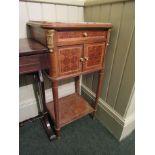 Victorian Marble Top Locker with Marquetry Decoration and Brass Detailing 16 Inches Wide x 36 Inches