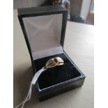 Diamond Decorated 9CT Gold Ring with Sapphire Center Stone