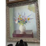 Still Life Oil on Board in Grey Decorated Frame 34 Inches High x 28 Inches Wide