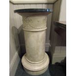 Antique Plaster Work with Ribbon Detailing Over Raised Plinth Support with Marble Top 13 Inches Wide