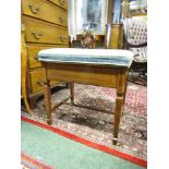 Edwardian Piano Stool with Inlaid Decoration on Tapered Supports 19 Inches Wide x 20 Inches High