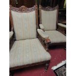 Pair of Antique Drawing Room Armchairs of Generous Size