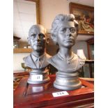 Commemorative Elizabeth II and Prince Philip Royal Doulton Busts Black Basalt Each 11 Inches High