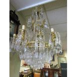 Vintage French Ormolu Mounted Crystal Chandelier of Large Size with Various Decorative Hanging
