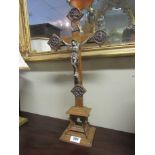 Antique Crucifix on Stand with Figure of Christ Silver Plated 19 Inches High Approximately