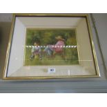 Elisabeth Brophy Summer Garden Scene Oil on Board in Recessed Gilded Frame 12 Inches High x 15